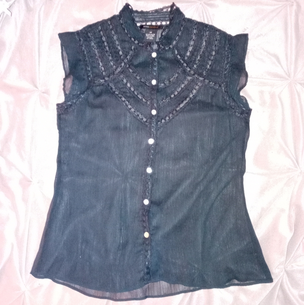 Black BCBG sheer blouse